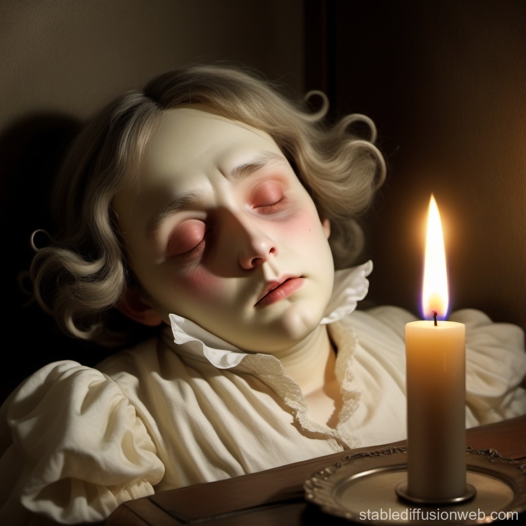 a candle person falling asleep and going out in the style of lewis carroll